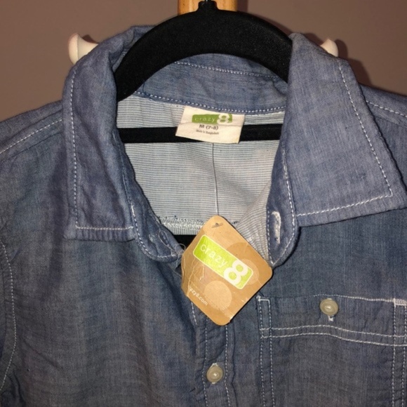 NWT boys denim look button down shirt medium (7-8) - Picture 2 of 3